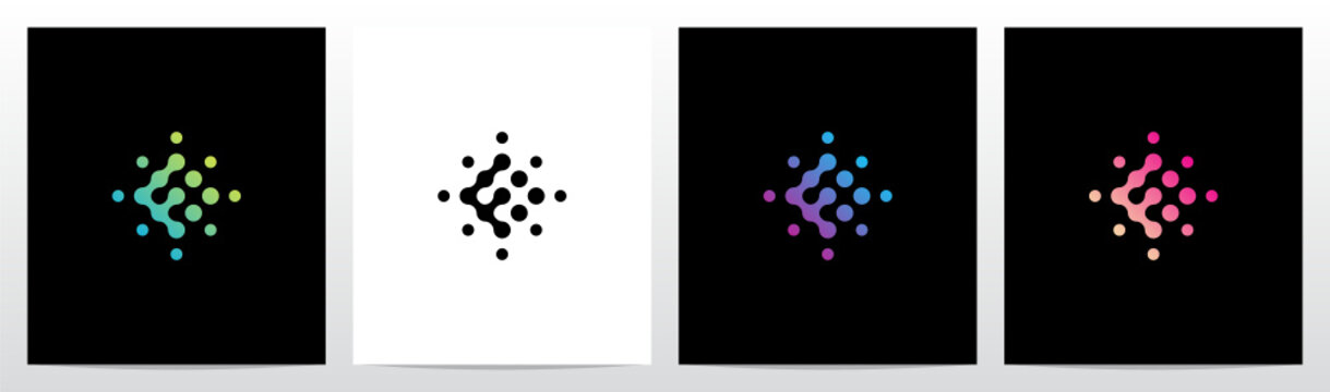 Connection Dots Rotate Letter Logo Design F