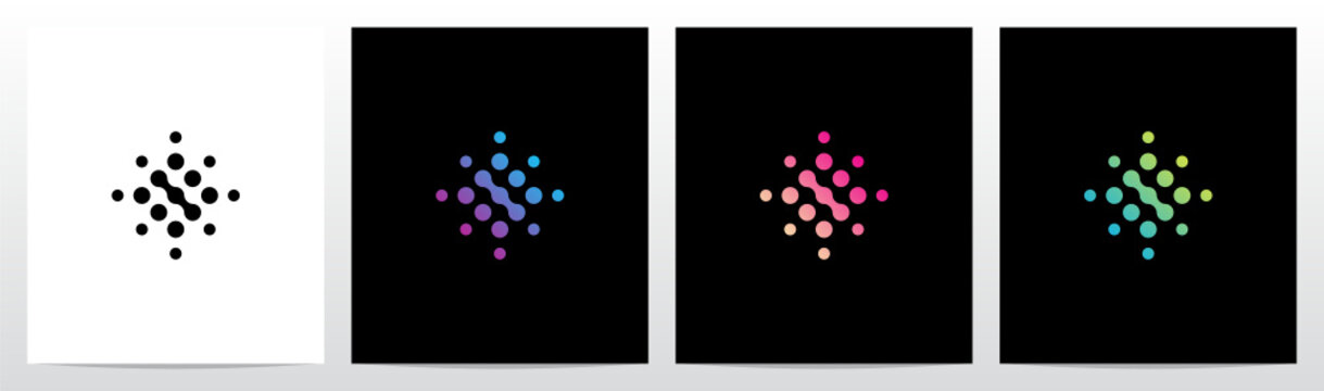 Connection Dots Rotate Letter Logo Design I