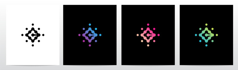 Connection Dots Rotate Letter Logo Design Q
