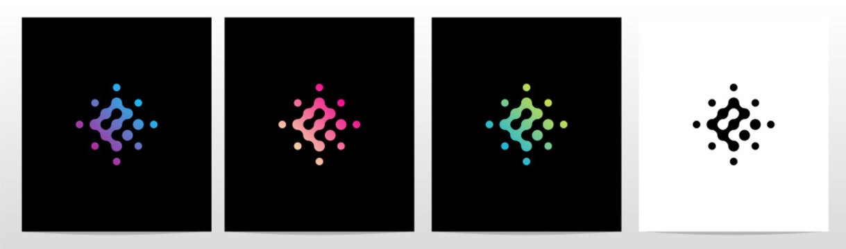 Connection Dots Rotate Letter Logo Design P