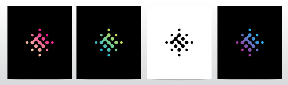 Connection Dots Rotate Letter Logo Design T