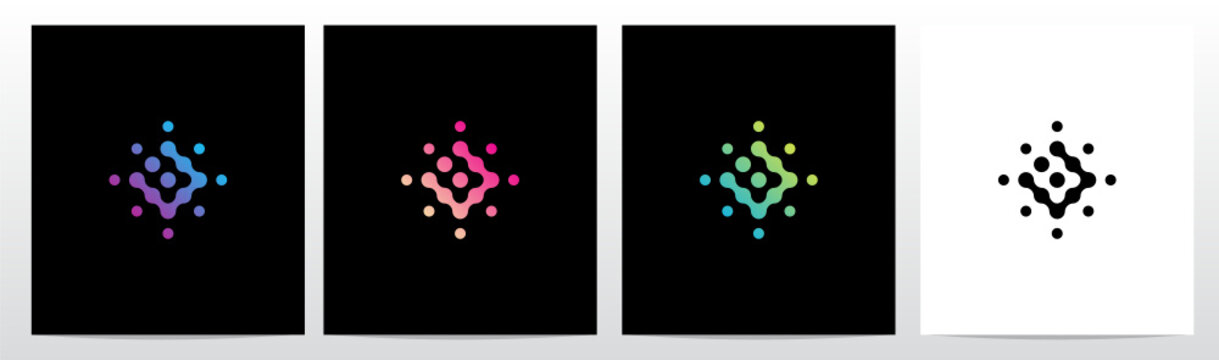 Connection Dots Rotate Letter Logo Design U