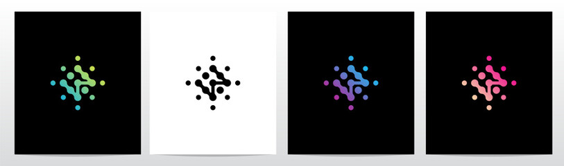 Connection Dots Rotate Letter Logo Design W