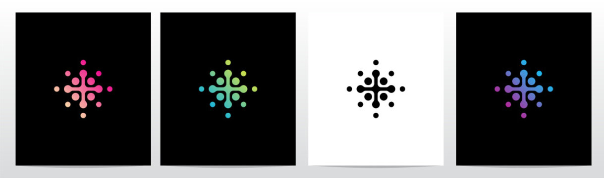 Connection Dots Rotate Letter Logo Design X