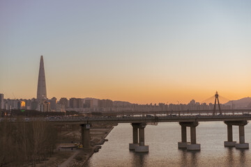 sunset over the river