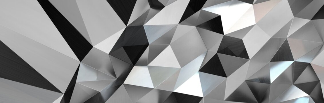 Abstract triangles background. Geometric white and gray pattern © vegefox.com