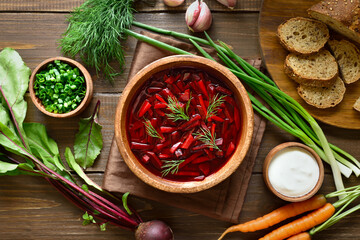 Traditional ukrainian russian soup (borscht)