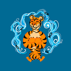 The Merry Tiger, does yoga, 