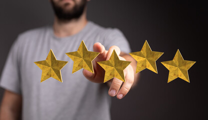 ranking and rating with businessman is touching virtua