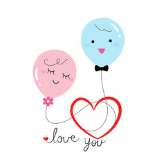 Balloons for boys and girls symbolize a pair of lovers.