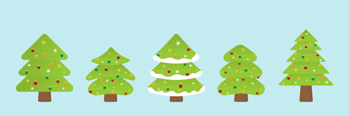 Set of christmas trees. Green christmas tree collection for celebration xmas and new year illustration