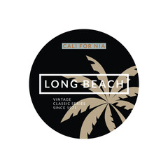 long beach in california t shirt design, circle, summer