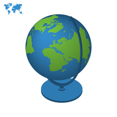Globe model vector illustration isolated on white background.