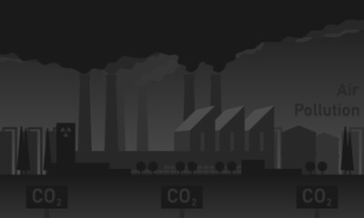 Environmental pollution black and white vector concept.