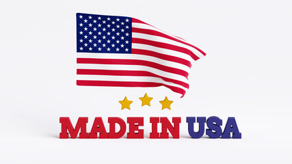 Made in USA with United States of American's flag