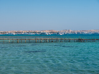 Nice view of the sea bay with many yachts.