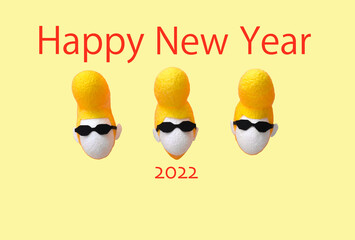 年賀状2022　つっぱり繭人形