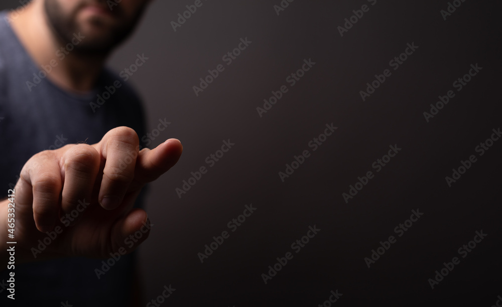 Poster Hand pushing on a touch screen..