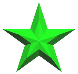 5 point star - Christmas Star - green single isolated on white - 3d rendering