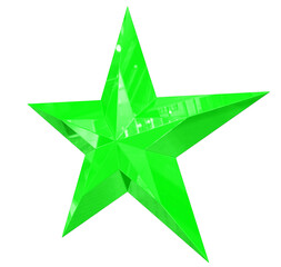 Obraz premium 5 point star - Christmas Star - green single isolated on white - 3d rendering
