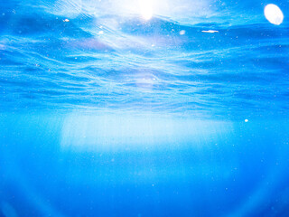 Blue Sea, underwater seen through a GoPro