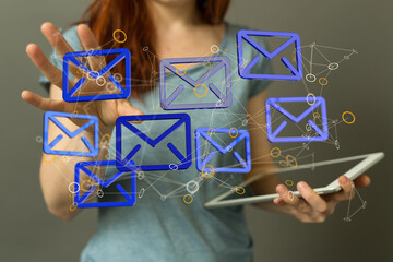 holding letter icon,email icons .Contact us by newsletter email and protect your personal...