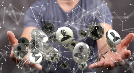 Concept of Network, internet communication. 3d illustration