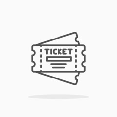 Ticket icon. Editable Stroke and pixel perfect, outline style. Vector illustration. Enjoy this icon for your project.