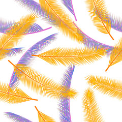 Tropical palm leaves vector seamless pattern. Minimal illustration. Tropical jungle palm leaves fabric print pattern.