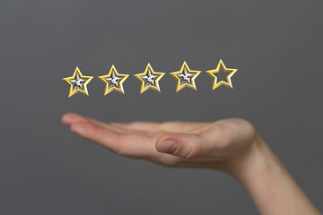 ranking and rating with businessman is touching virtua