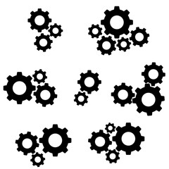  Setting gears icon. Cogwheel group.Gear set. Black gear wheel icons on white background - stock vector.