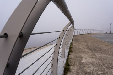 Fog over the embankment in the morning