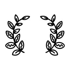 Laurel wreaths, floral frames and dividers in the doodle style