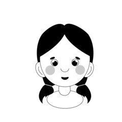 pretty girl with hair tied in ponytails and in black and white