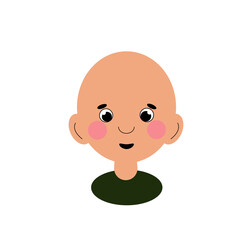 cute little child without hair, but with ruddy cheeks and beady eyes