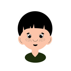 cute little boy with short black hair and freckles on his cheeks