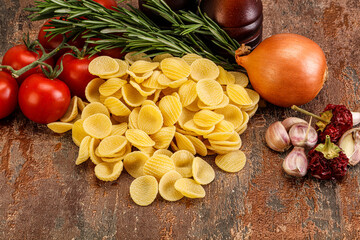 Raw Italian pasta - Orecchiette for cooking