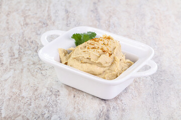 Traditional Jewish Hummus with olive oil
