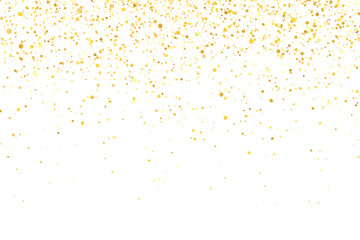 Fototapeta na wymiar Gold glitter shiny holiday confetti on white background. Vector