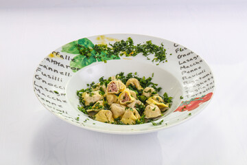 Italian traditional dumplings Ravioli with meat