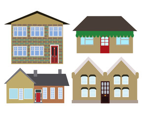 City buildings set svg vector illustration 