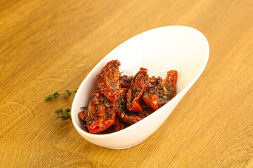Sun-dried natural Italian tomato in the bowl