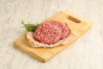 Raw beef burger cutlet for grill