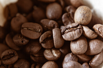 Dark roasted Arabica coffee beans
