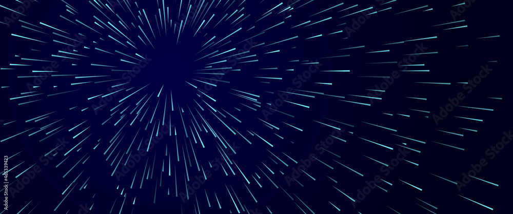 Aufkleber Abstract blue background with lines. Radial particles as dynamic illustration.