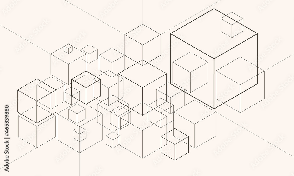 Poster Abstract background with cubes. Geometry lines design.