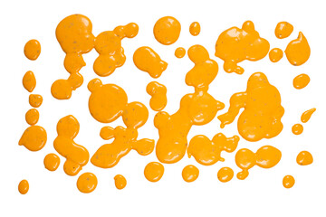 Whipped delicious sauce splashes isolated on a white background.