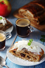 Traditional Austrian strudel with apples