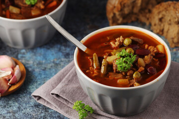 A bowl with traditional British stew