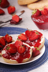 Wheat sandwiches with strawberry marmalade	